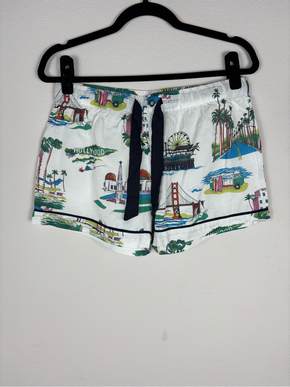 Katie Kime California Toile Pajama Short Set S Cotton Hollywood Golden Gate Surf - Picture 2 of 11